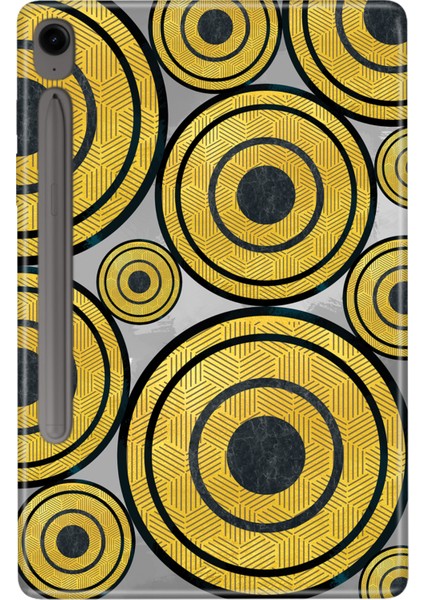 Samsung Galaxy Tab S9 SM-X710 11" Kılıf Tablet Için Desenli Silikon Kapak - Golden Black