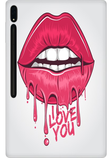 Samsung Galaxy Tab S10+ Plus SM-X820 12.4" Kılıf Tablet Için Desenli Silikon Kapak - I Love U