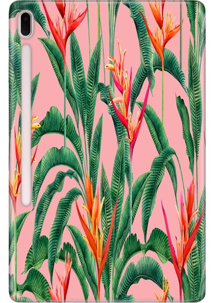 Samsung Galaxy Tab S7 SM-T870 11" Kılıf Tablet Için Desenli Silikon Kapak - Cennet Çiçekleri