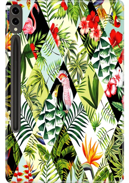 Samsung Galaxy Tab S9+ Plus 12.4" Kılıf Tablet Için Desenli Silikon Kapak - Egzotik Bahçe