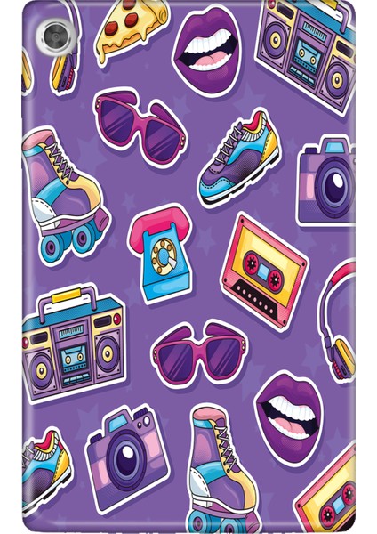 Lenovo Tab M10 TB-X306F Gen.2 Kılıf Tablet Için Desenli Silikon Kapak - 90'lar Sticker