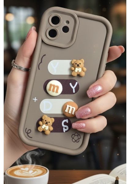 Iphone 11 Uyumlu Kılıf Kahverengi Renk Ayıcık Figürlü 3D Kamera Korumalı Darbe Emici Yumuşak Silikon Kapak modelleri