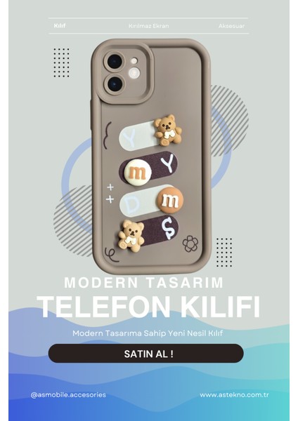 Iphone 11 Uyumlu Kılıf Kahverengi Renk Ayıcık Figürlü 3D Kamera Korumalı Darbe Emici Yumuşak Silikon Kapak indirimleri