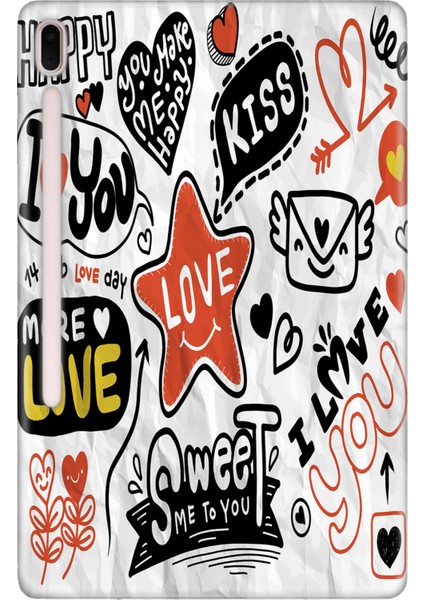 Samsung Galaxy Tab S7-Fe Lte SM-T737 Kılıf Tablet Için Desenli Silikon Kapak - Love