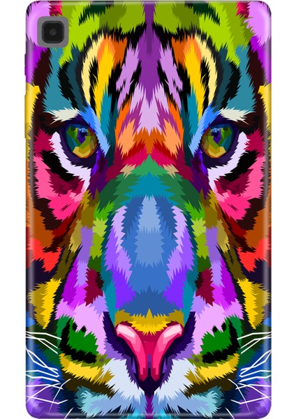 Samsung Galaxy Tab A7 SM-T500 10.4" Kılıf Tablet Için Desenli Silikon Kapak - Retro Aslan