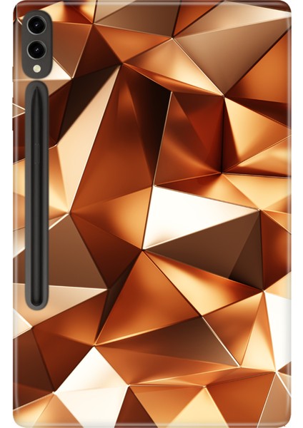 Samsung Galaxy Tab S9+ Plus SM-X810 12.4" Kılıf Tablet Için Desenli Silikon Kapak - Gold Prizma
