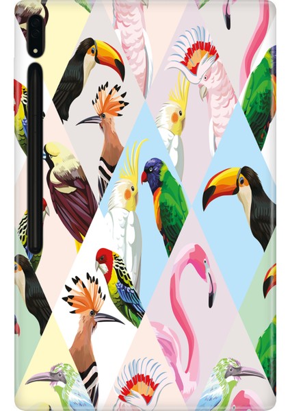 Samsung Galaxy Tab S10 Ultra SM-X920 14.6" Kılıf Tablet Için Desenli Silikon Kapak - Kuş Bahçesi