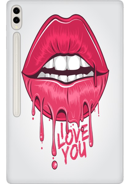 Samsung Galaxy Tab S8 Ultra SM-X900 14.6" Kılıf Tablet Için Desenli Silikon Kapak - I Love U