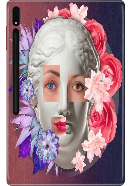 Samsung Galaxy Tab S10 Ultra SM-X920 14.6" Kılıf Tablet Için Desenli Silikon Kapak - Kreatif Yüz