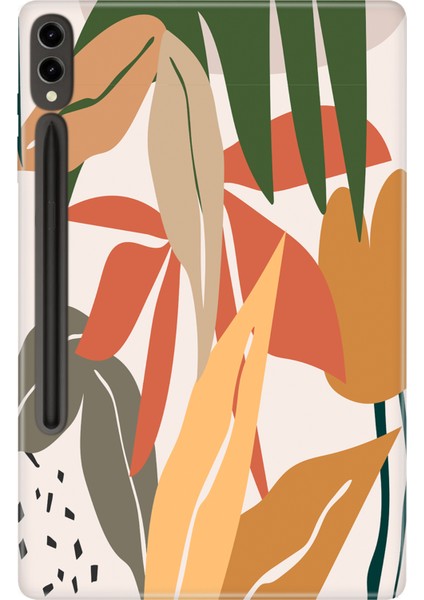 Samsung Galaxy Tab S9+ Plus SM-X810 12.4" Kılıf Tablet Için Desenli Silikon Kapak - Minimal Bitkiler