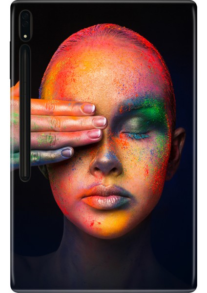 Samsung Galaxy Tab S10+ Plus SM-X820 12.4" Kılıf Tablet Için Desenli Silikon Kapak - Festival Makyajı