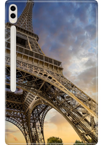 Samsung Galaxy Tab S8 Ultra SM-X900 14.6" Kılıf Tablet Için Desenli Silikon Kapak - Eyfel Paris