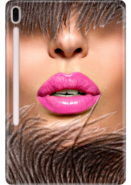 Samsung Galaxy Tab S7-Fe Lte SM-T737 Kılıf Tablet Için Desenli Silikon Kapak - Makeup