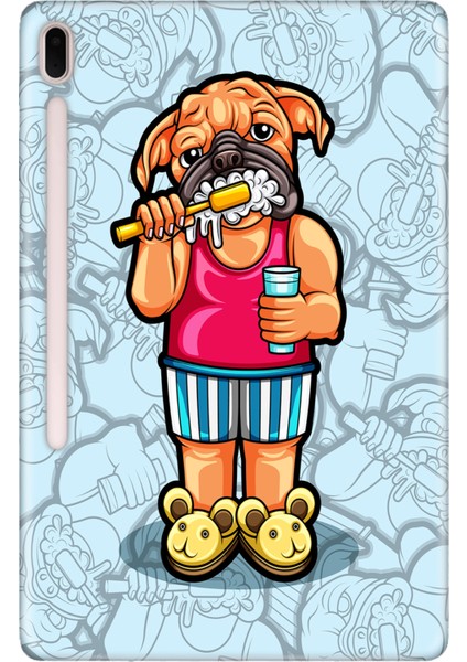 Samsung Galaxy Tab S7-Fe Lte SM-T737 Kılıf Tablet Için Desenli Silikon Kapak - Pug