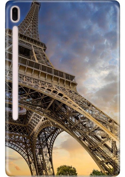 Samsung Galaxy Tab S7-Fe Lte SM-T737 Kılıf Tablet Için Desenli Silikon Kapak - Eyfel Paris