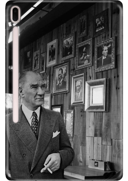 Samsung Galaxy Tab S7 Plus SM-T970 12.4" Kılıf Tablet Için Desenli Silikon Kapak - Asil Atatürk