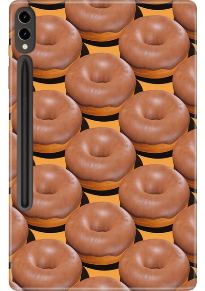 Samsung Galaxy Tab S9+ Plus SM-X810 12.4" Kılıf Tablet Için Desenli Silikon Kapak - Kakao