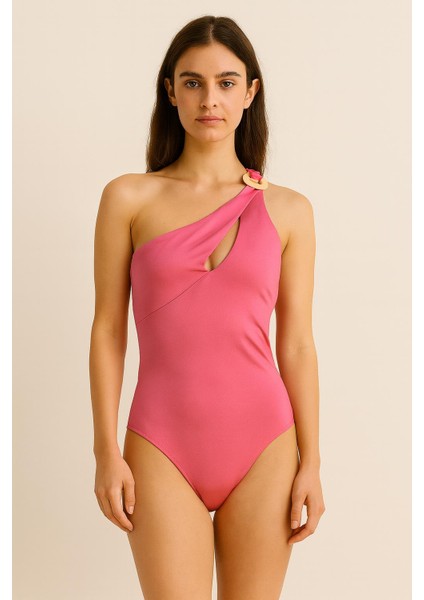 Kadın Tek Omuz Halkalı Mayo – Pembe Asimetrik Kesim ŞIK-0206 fiyatları