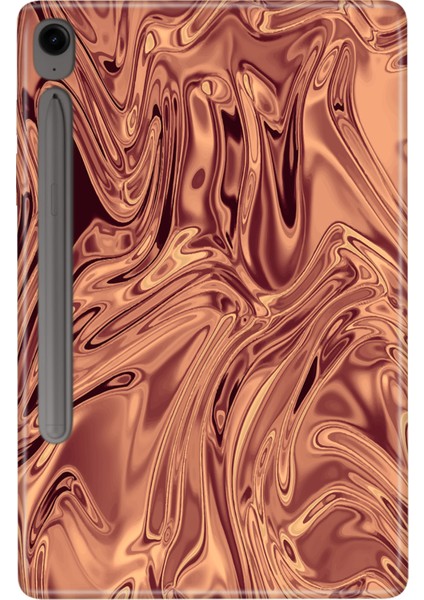 Samsung Galaxy Tab S9 SM-X710 11" Kılıf Tablet Için Desenli Silikon Kapak - Bronz Mermer