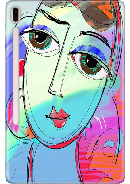 Samsung Galaxy Tab S7-Fe Lte SM-T737 Kılıf Tablet Için Desenli Silikon Kapak - Iri Gözler