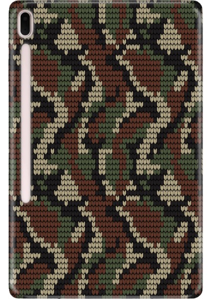 Samsung Galaxy Tab S7 Plus SM-T970 12.4" Kılıf Tablet Için Desenli Silikon Kapak - Retro.kamuflaj