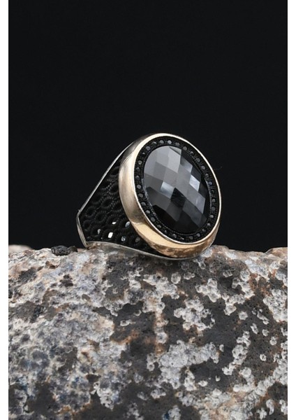 Siyah Zirkon Taşlı 925 Ayar Gümüş Erkek Yüzüğü 902439 modelleri