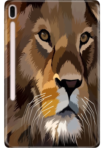 Samsung Galaxy Tab S7-Fe Lte SM-T737 Kılıf Tablet Için Desenli Silikon Kapak - Aslan