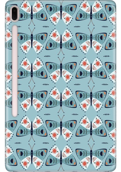 Samsung Galaxy Tab S7-Fe Lte SM-T737 Kılıf Tablet Için Desenli Silikon Kapak - Kelebek