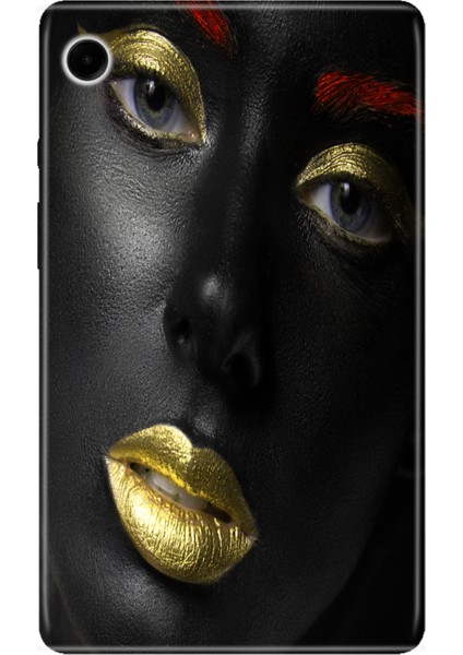 Samsung Galaxy Tab A9 SM-X110 8.7" Kılıf Tablet Için Desenli Silikon Kapak - Altın Makyaj