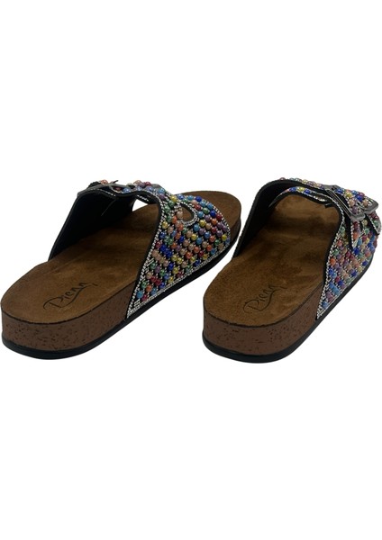 Anatomik Rahat Taşlı Boncuklu Çift Tokalı Kadın Terlik indirimleri