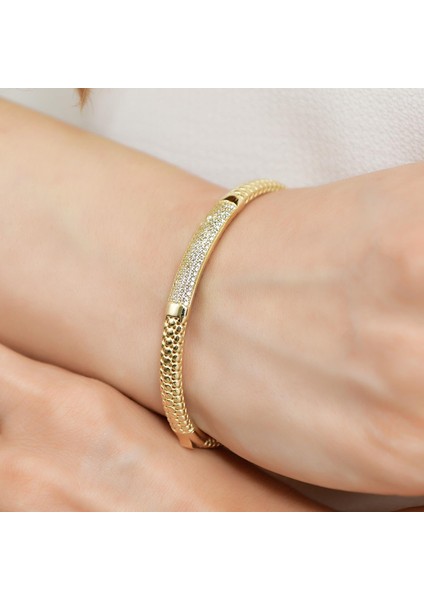 14 Ayar Altın Taşlı Yılan Kelepçe Bilezik fiyatları