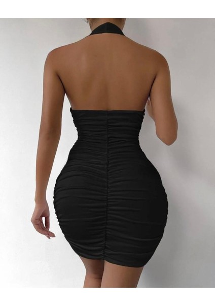 Boyundan Askılı Büzgülü Kadın Fantezi Gece Elbisesi fiyatları