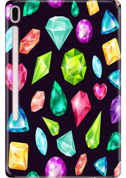 Samsung Galaxy Tab S7-Fe Lte SM-T737 Kılıf Tablet Için Desenli Silikon Kapak - Elmaslar