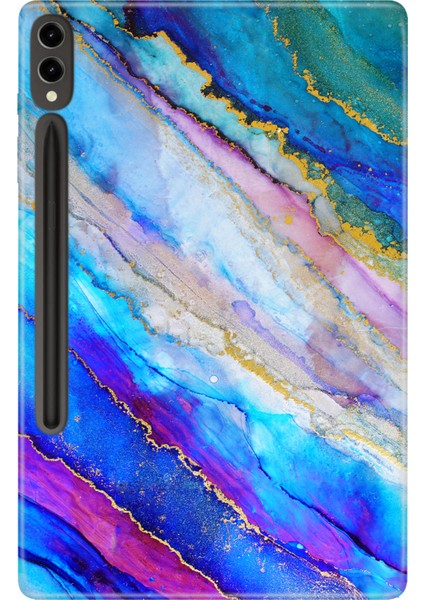Samsung Galaxy Tab S9+ Plus 12.4" Kılıf Tablet Için Desenli Silikon Kapak - Renkli Mermer