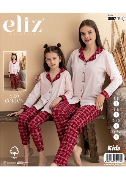 Anne Kız % 100 Cotton Uzun Kollu Pijama Takım