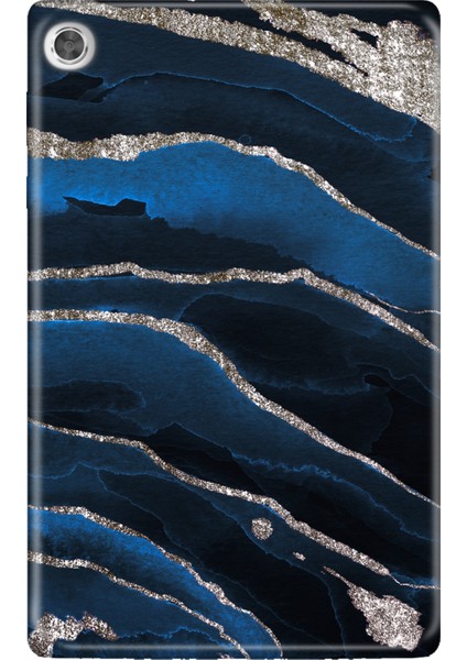 Lenovo M10+ Plus TB-X606F Kılıf Tablet Için Desenli Silikon Kapak - Yaldız Mermer