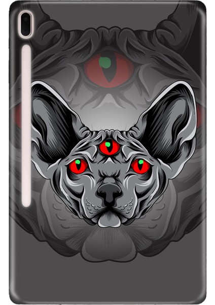 Samsung Galaxy Tab S7-Fe Lte SM-T737 Kılıf Tablet Için Desenli Silikon Kapak - Sphynx