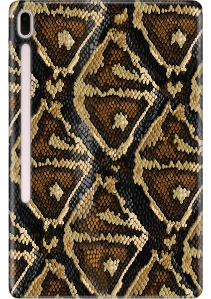 Samsung Galaxy Tab S7-Fe Lte SM-T737 Kılıf Tablet Için Desenli Silikon Kapak - Yılan Derisi