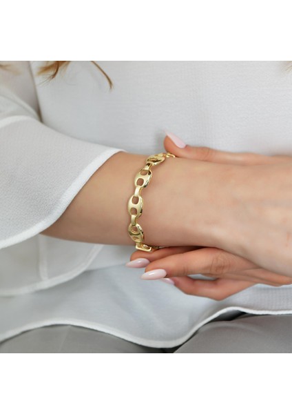 Zincir Motifli 14 Ayar Altın Kelepçe Bilezik fiyatları