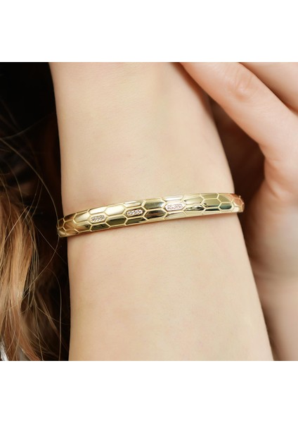 14 Ayar Altın Yılan Kelepçe Bilezik