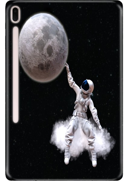 Samsung Galaxy Tab S7-Fe Lte SM-T737 Kılıf Tablet Için Desenli Silikon Kapak - Astronot Stil