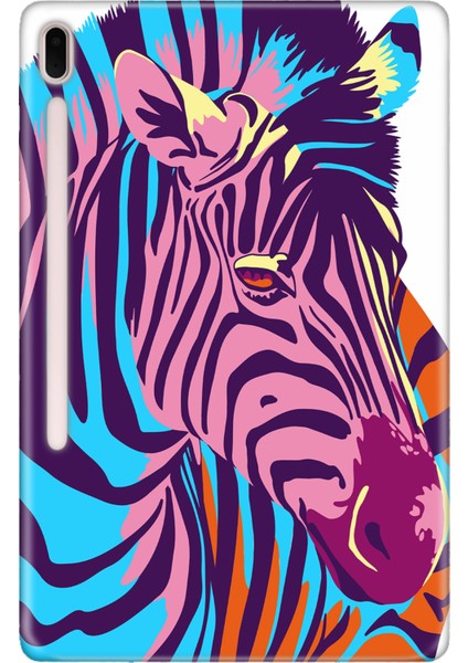 Samsung Galaxy Tab S7-Fe Lte SM-T737 Kılıf Tablet Için Desenli Silikon Kapak - Zebra