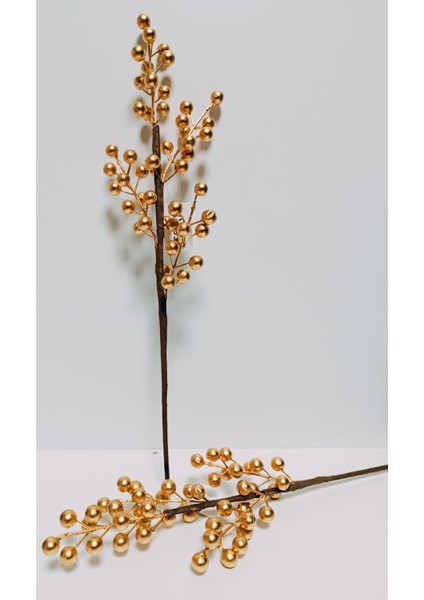 Yapay Dal Kokina 2 Adet 50 cm Gold Rengi Küçük Boy(4 Kafalı) Yeni Yıl Yılbaşı