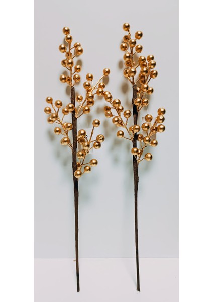 Yapay Dal Kokina 2 Adet 50 cm Gold Rengi Küçük Boy(4 Kafalı) Yeni Yıl Yılbaşı modelleri