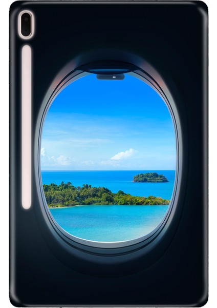 Samsung Galaxy Tab S7-Fe Lte SM-T737 Kılıf Tablet Için Desenli Silikon Kapak - Uçaktan Bakış