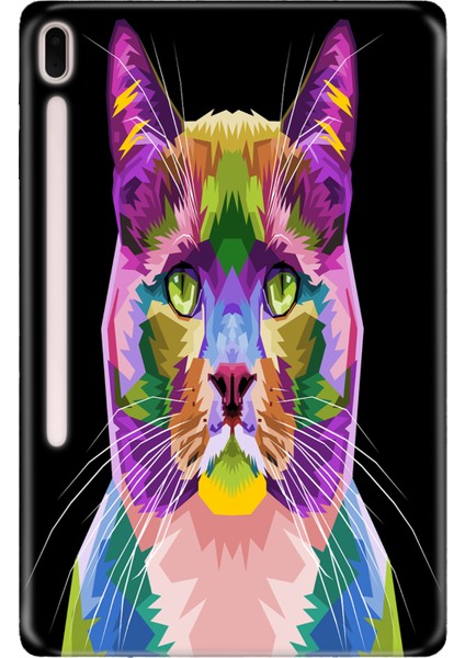 Samsung Galaxy Tab S7-Fe Lte SM-T737 Kılıf Tablet Için Desenli Silikon Kapak - Kedi-Art