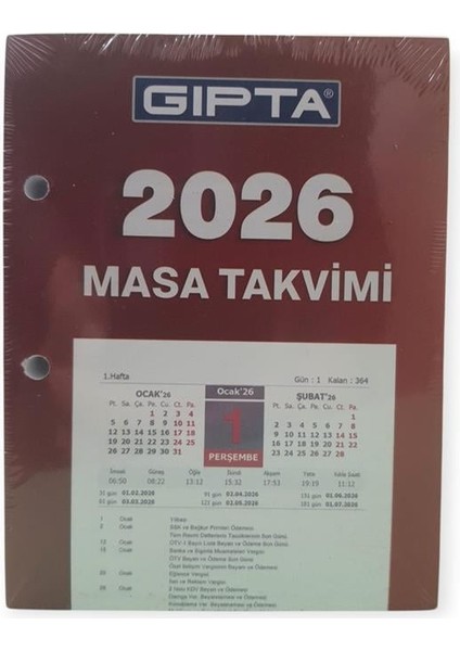 2026 Blok Masa Takvimi 10X13CM 372 Yaprak 365-GTB