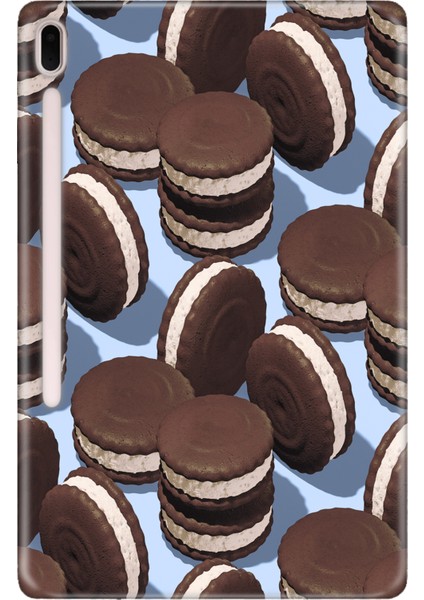 Samsung Galaxy Tab S7-Fe Lte SM-T737 Kılıf Tablet Için Desenli Silikon Kapak - Cookies
