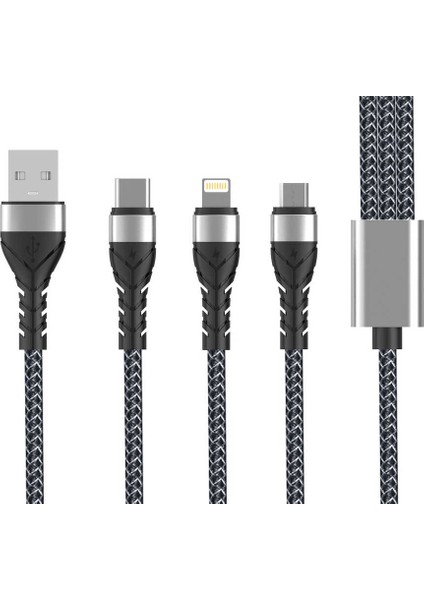 Siyah Bax 3 In 1 USB Kablo 1.2m