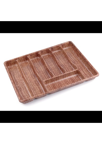 Büyük - Ahşap Renk - 7 Bölmeli Çekmece Içi Kaşıklık 50X37CM (5148)
